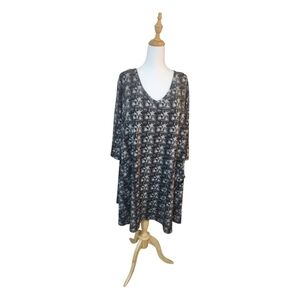🇨🇦Blue Sky, Gray/Black Patterned, Bamboo/Organic Cotton Dress With Pockets.